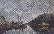 Eugene Boudin Kanal an der Allee Verte in Brussel oil on canvas